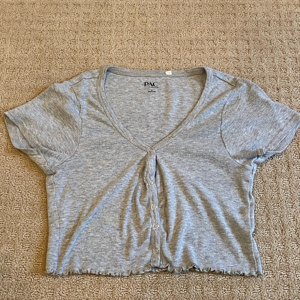 PacSun Grey Basic Buttoned T-Shirt